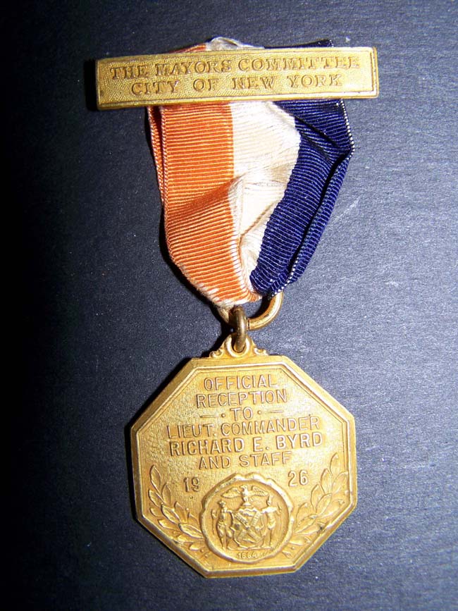 A Highly Rare and Important Richard E. Byrd Mayor's Official Reception Gold Medal dated 1926